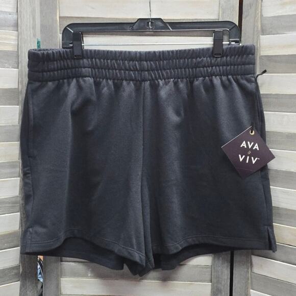 Plus Size Fleece Lounge Shorts | Ava & Viv | 0X(14W) - Picture 1 of 10